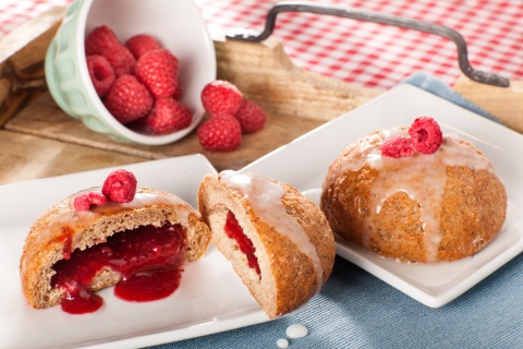 Bezglutenowe pączki pieczone OWOCOWE, 5 sztuk, bez nabiału