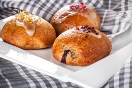 Bezglutenowe pączki pieczone OWOCOWE, 3 sztuki, bez nabiału